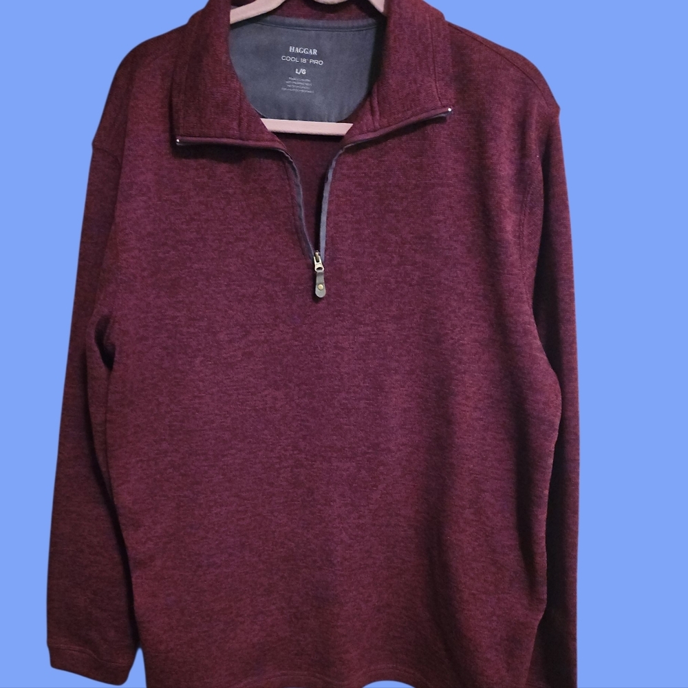 Haggar Men's Maroon Zip-Up Sweater